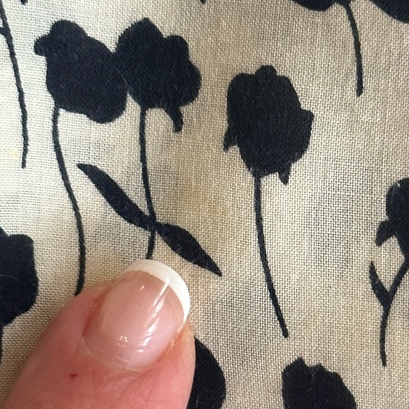 Talbots | Ivory & Black Floral Roll Tab Sleeve Button Down Blouse - Picture 5 of 6